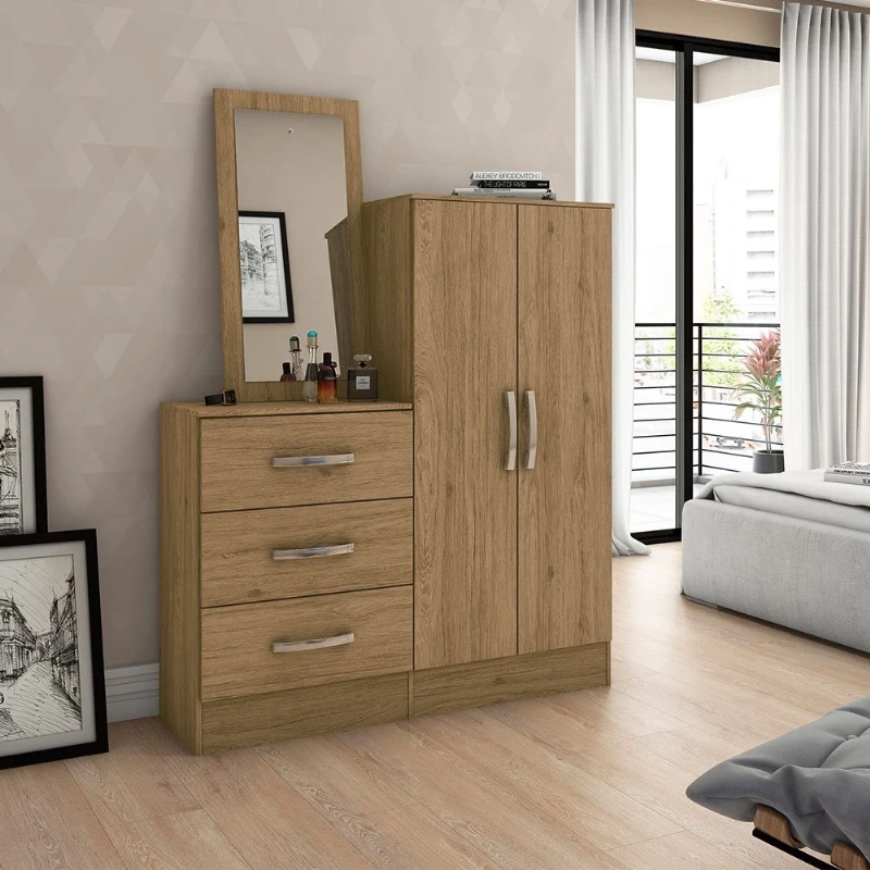 Cômoda Henn B700 Multiuso 2 Portas e 3 Gavetas com Espelho