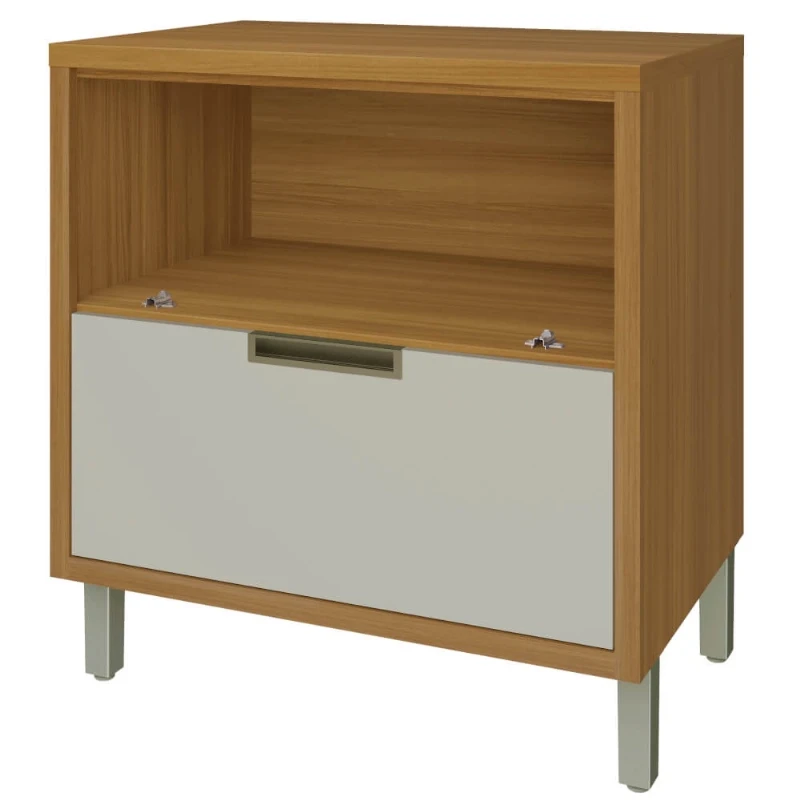 Balcão Imperatriz Nesher 80cm com Porta e Gaveta - Freijó/Off White