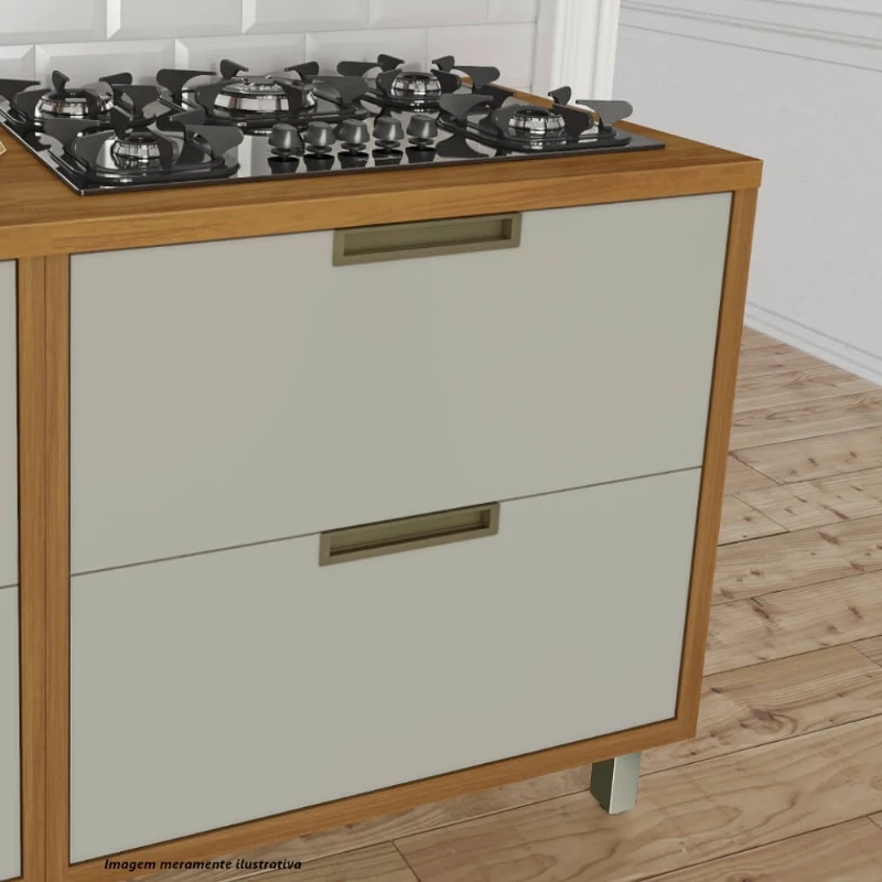 Balcão Imperatriz Nesher 80cm com Porta e Gaveta - Freijó/Off White
