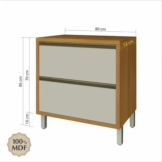 Balcão Baronesa 1 Porta 1 Gaveta 80 Cm - Nesher