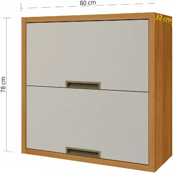 Armário Aéreo com 2 Portas Basculantes Imperatriz-nesher - Freijo/Off white