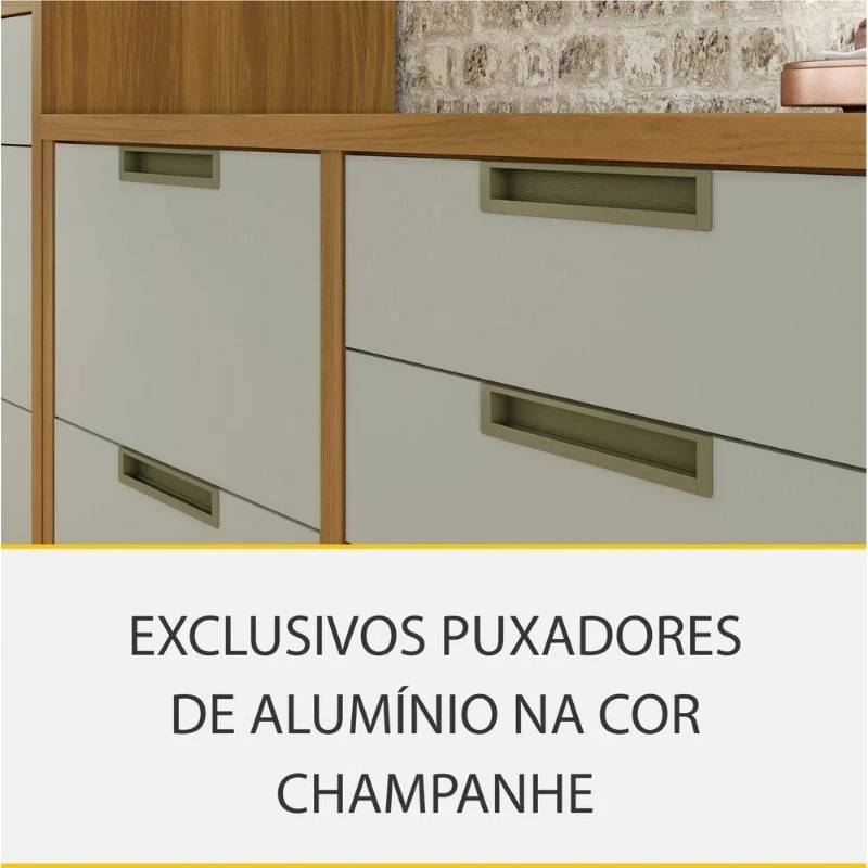 Paneleiro 2 Portas 3 Gavetas Imperatriz Nesher Móveis Freijó/Off White