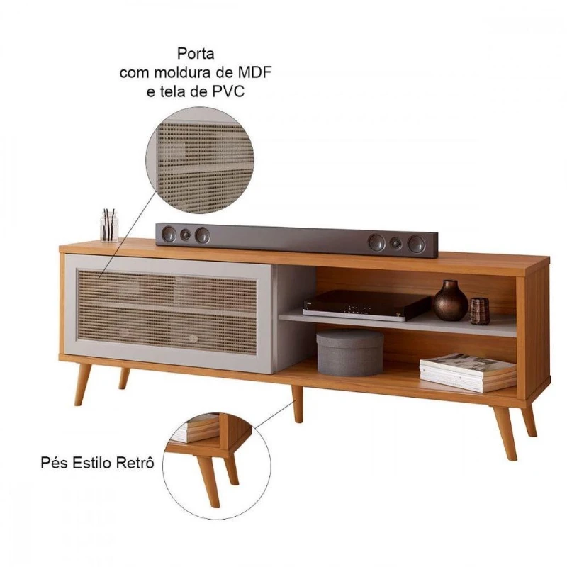 Bancada Retrô Para Tvs NT 1175 Notável Freijó Trend / Off White