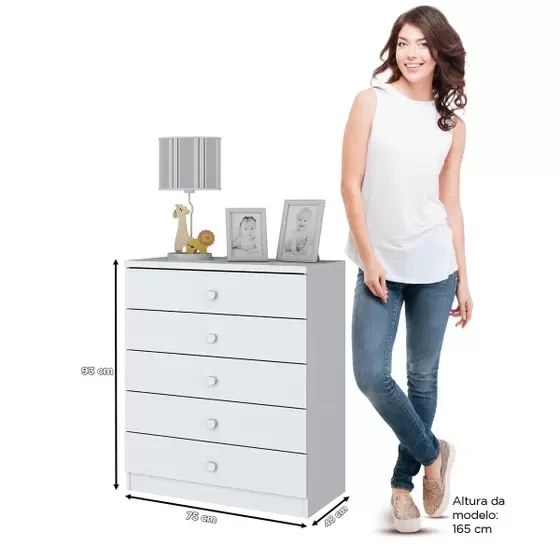 Cômoda Infantil Bala De Menta I710 5 Gavetas Henn