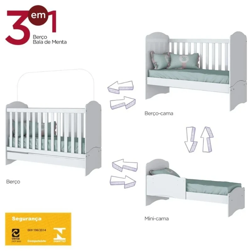 Berço Mini-cama Henn Bala De Menta