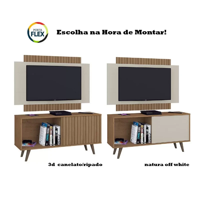 Rack com Painel para TV até 50 Polegadas 119cm com 1 Porta 1 Nicho Málaga - Atualle Móveis