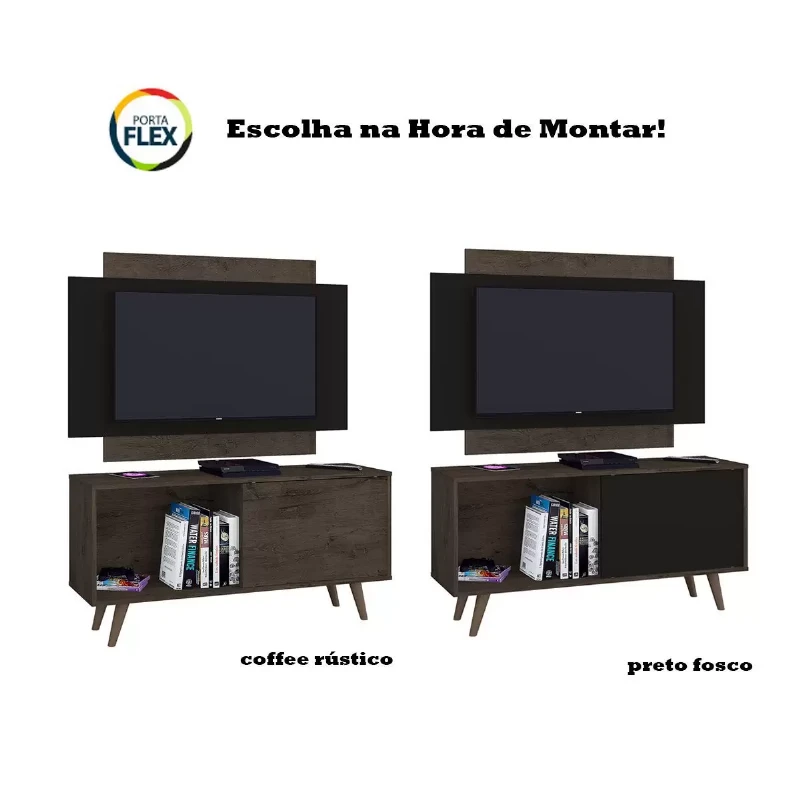 Rack com Painel para TV até 50 Polegadas 119cm com 1 Porta 1 Nicho Málaga - Atualle Móveis