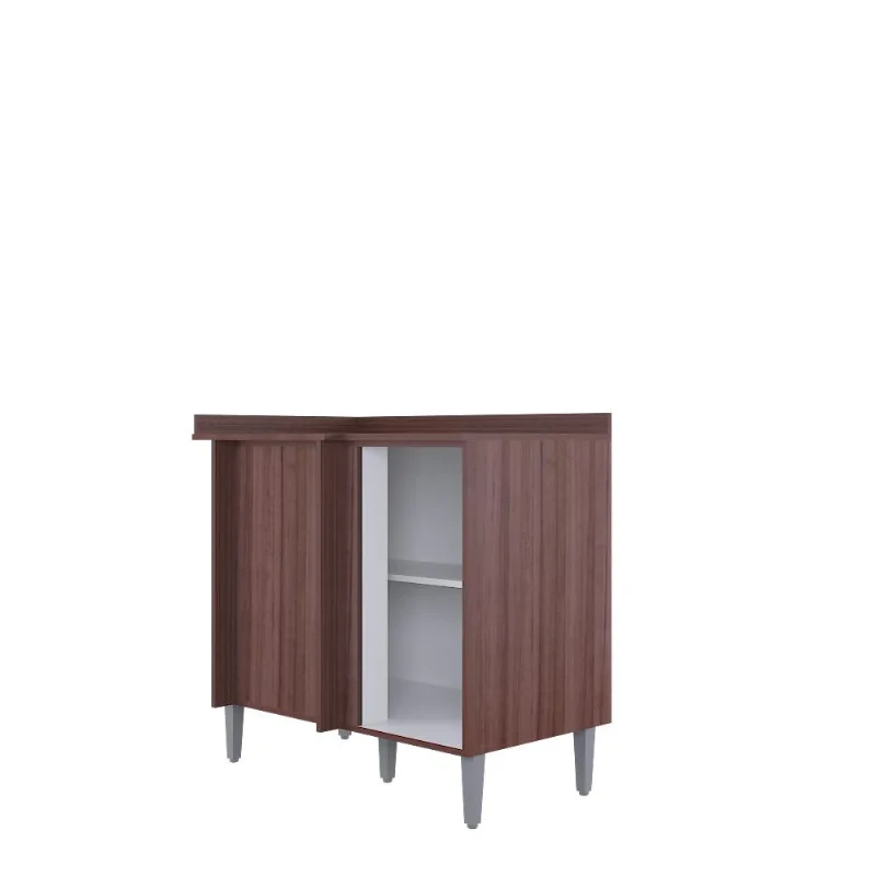 Balcão Canto Reto 2 Portas Lateral Vitória Capuccino - Poquema