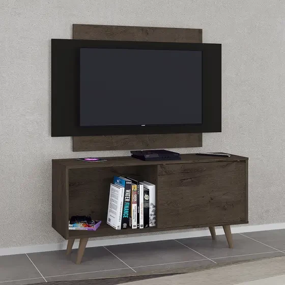 Rack com Painel para TV até 50 Polegadas 119cm com 1 Porta 1 Nicho Málaga - Atualle Móveis