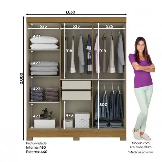 Guarda Roupa/Roupeiro 06 Portas 02 Gavetas B73 - Briz