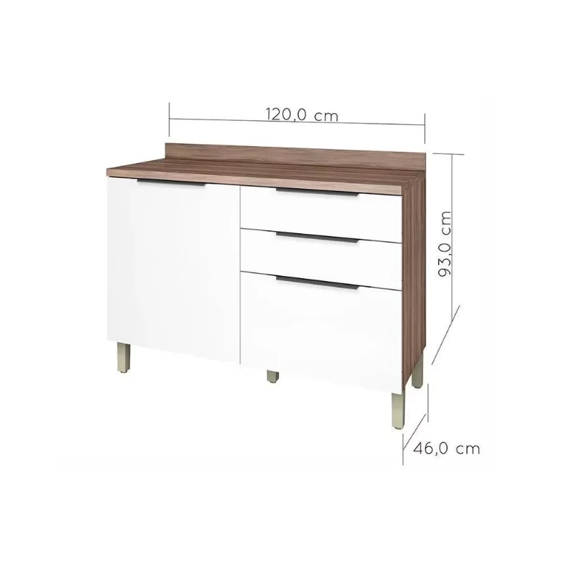 Balcão Donna 1 Porta, 3 Gavetas - Nesher