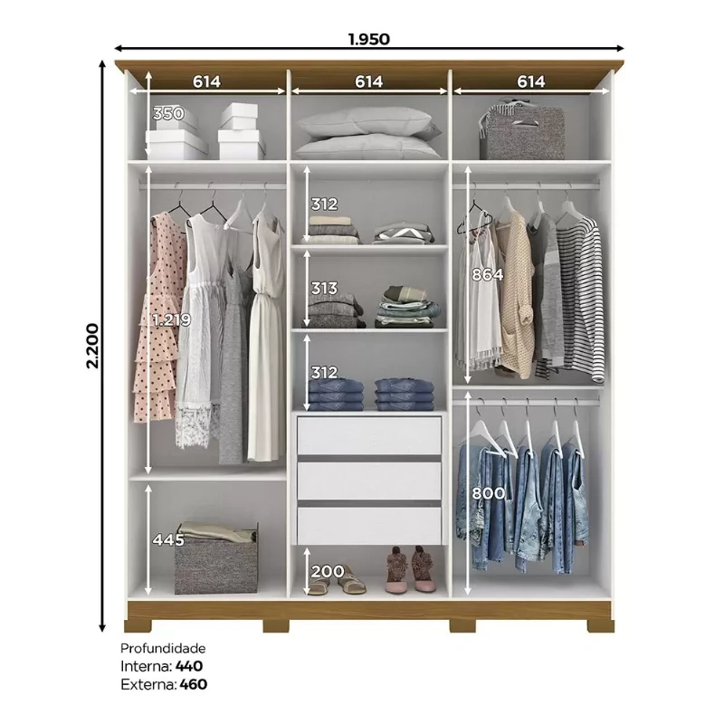 Guarda Roupa Cover 6 Portas - Henn