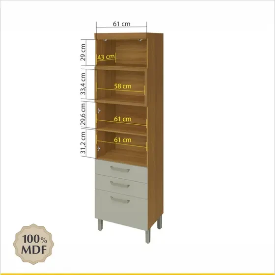 Paneleiro 2 Portas 3 Gavetas Princesa Nesher