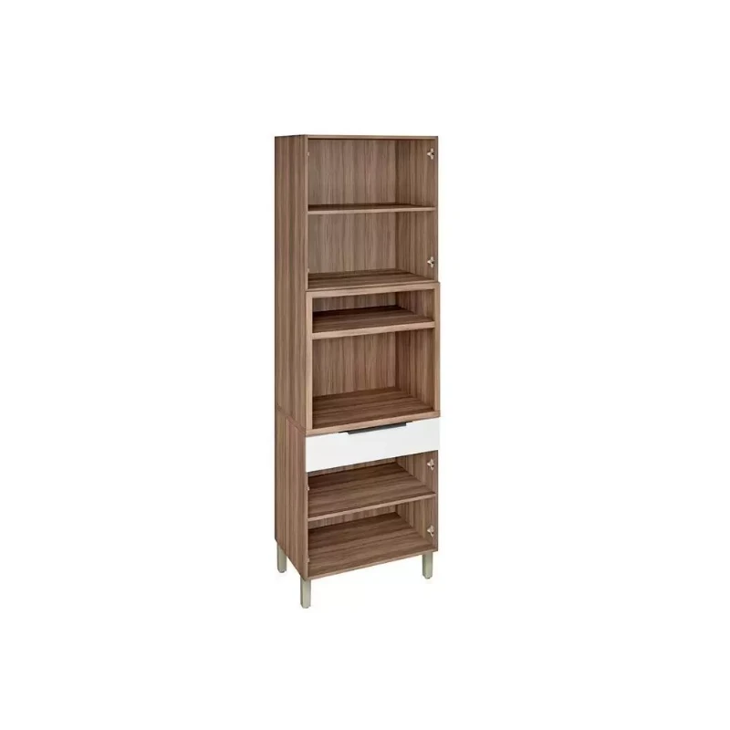 Paneleiro de Cozinha Nesher Donna 4 Portas 70cm Cor Nogal/Branco