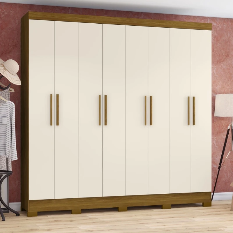 Guarda-Roupa/Roupeiro 8 Portas e 4 Gavetas - Briz B51 - Nature/Off White