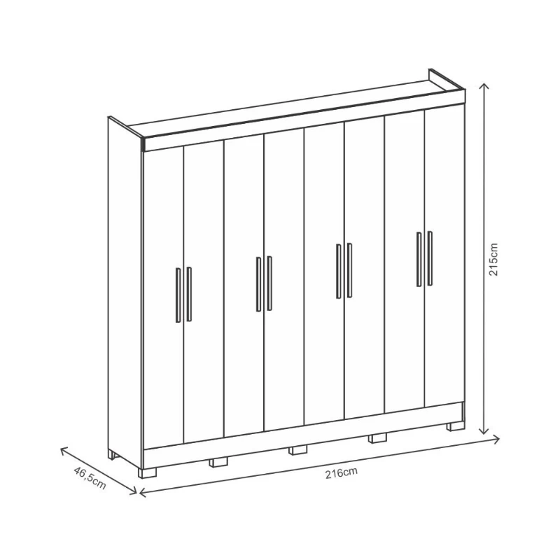 Guarda-Roupa/Roupeiro 8 Portas e 4 Gavetas - Briz B51 - Nature/Off White