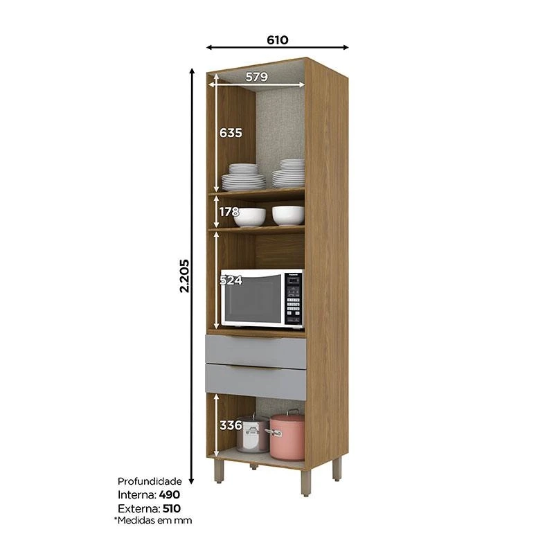 Torre Quente Evidence 1 Forno Nature Cinza – Briz