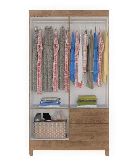 Guarda-Roupa/Roupeiro com Espelho 4 Portas 2 Gavetas Real Light Atualle Móveis