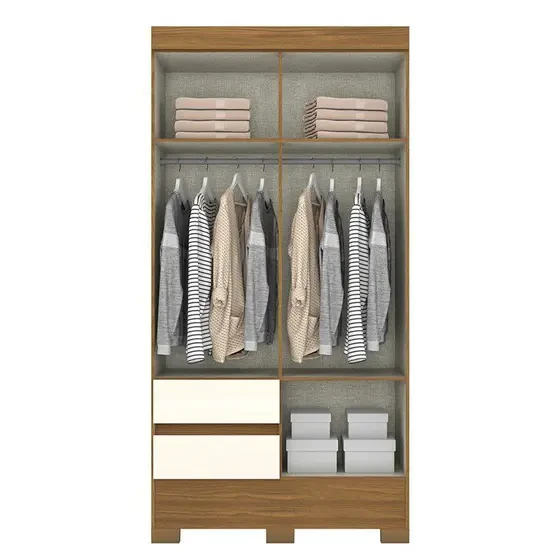 Guarda Roupa Solteiro BS02 4 Portas e 2 Gavetas - Móveis Briz