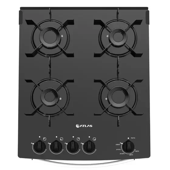 Fogão 4 Bocas Atlas Mônaco Top Glass Acendimento Automático - Bivolt