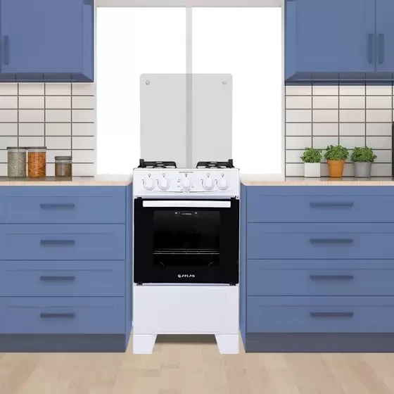 Fogão de Piso Atlas 4 Bocas Coliseum Plus, Mesa de Inox, Branco