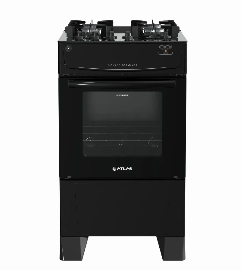 Fogão 4 Bocas Atlas Mônaco Top Glass Acendimento Automático - Bivolt