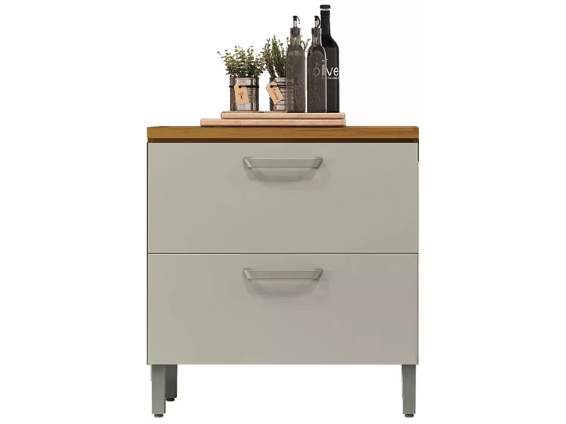 Balcão 1 Porta 1 Gaveta 80cm em MDF Princesa Nesher Freijó/Off White