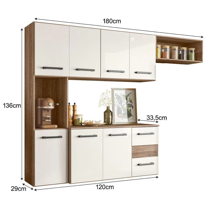 Armario Cozinha 7 Portas e 2 Gavetas Juliete - Nicioli