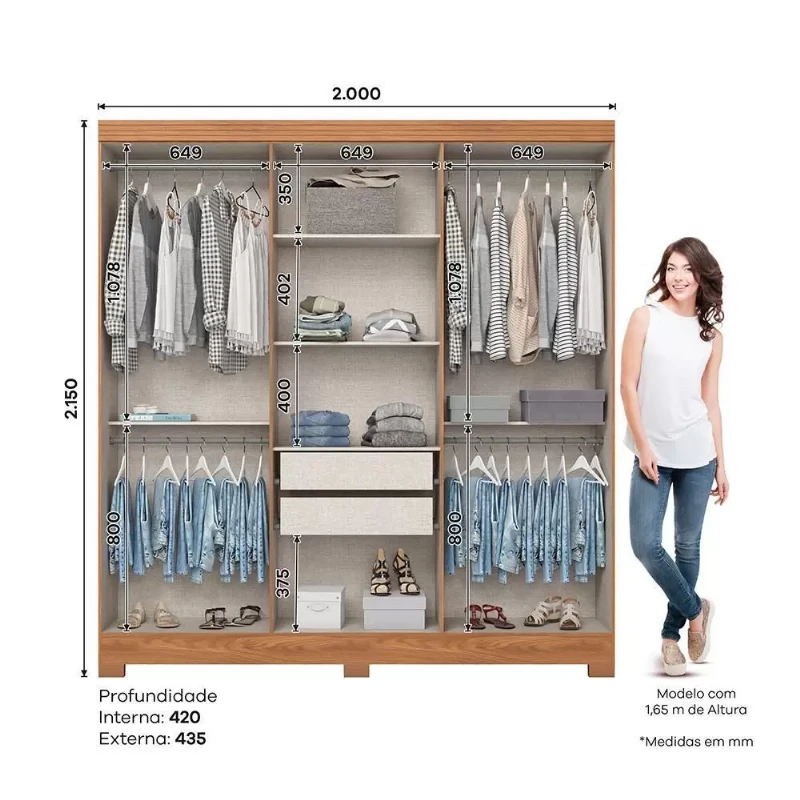 Guarda Roupa/Roupeiro B368 6 Portas - Móveis Briz - Henn