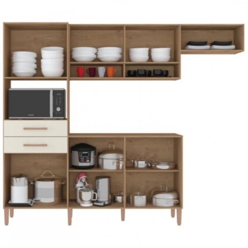 Cozinha com Balcão Fortaleza com 7 Portas 2 Gavetas - Atualle