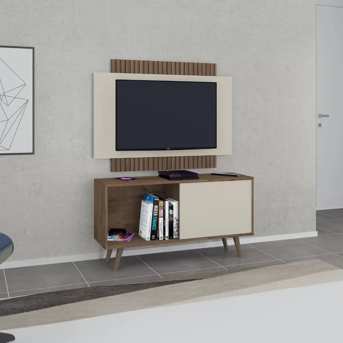 Rack com Painel para TV até 50 Polegadas 119cm com 1 Porta 1 Nicho Málaga - Atualle Móveis