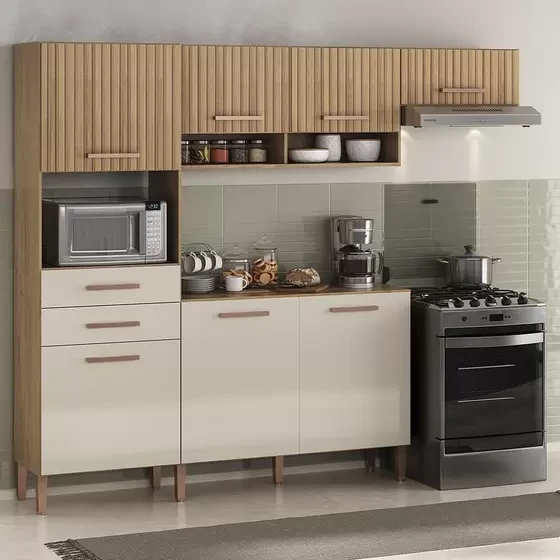 Cozinha com Balcão Fortaleza com 7 Portas 2 Gavetas - Atualle