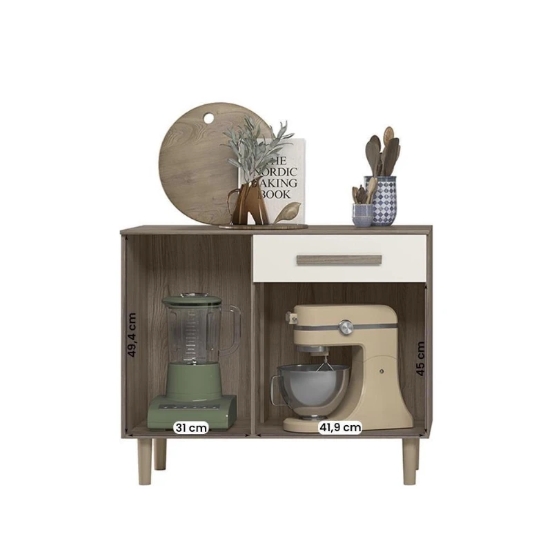 Balcão Para Cozinha Lemon Com 2 Portas 1 Gaveta - Nicioli