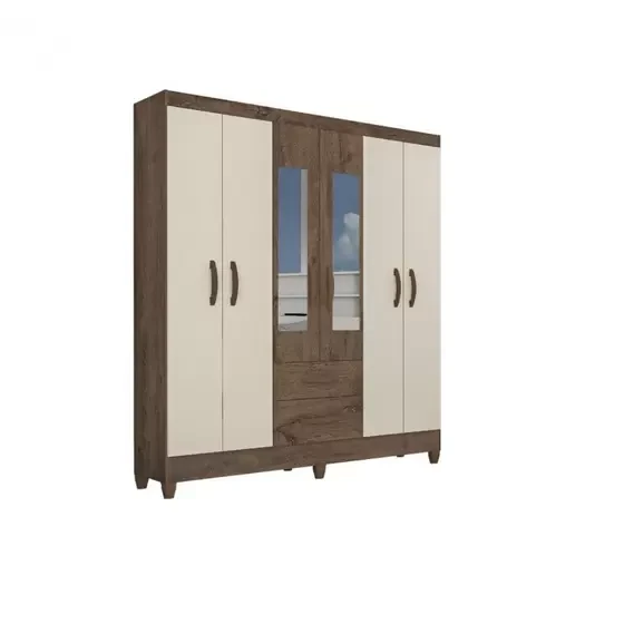 Guarda Roupa/Roupeiro Espelho 6 Portas 2 Gavetas Real Atualle