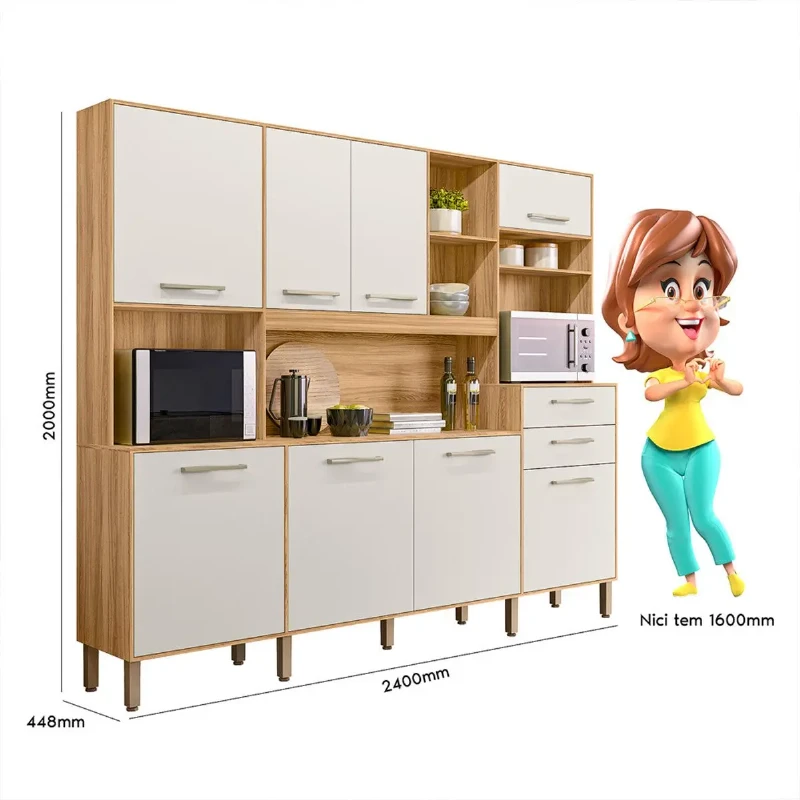 Kit Cozinha Hortelã 8 Portas 2 Gavetas - Nicioli