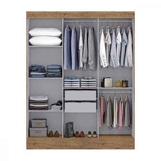 Guarda-Roupa/Roupeiro Solteiro San Marino 3 Portas 2 Gavetas - Maxel Móveis