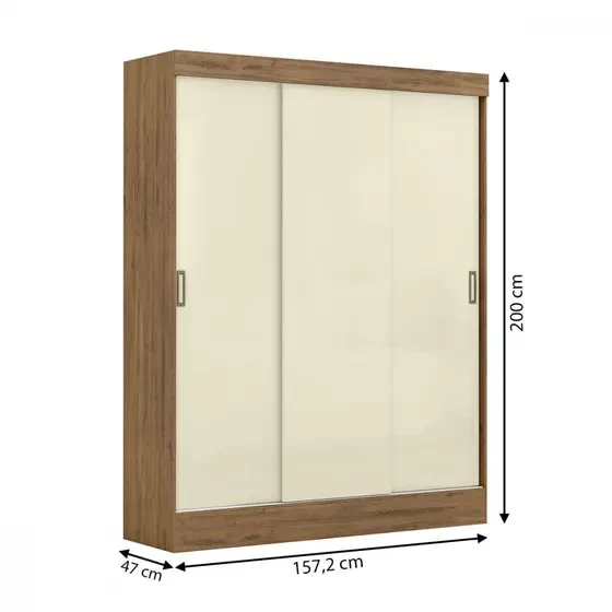 Guarda-Roupa/Roupeiro Solteiro San Marino 3 Portas 2 Gavetas - Maxel Móveis