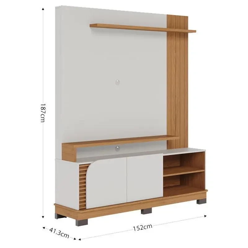 Estante Home Theater Jurerê 1.5 Off White Matte Freijó Colibri