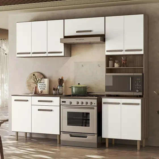 Armario de Cozinha Completa com Balcão Lemon com 10 Portas e 1 Gaveta