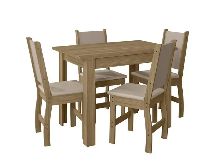 Mesa Jantar Bellagio com 4 Cadeiras Clara Estofadas - Poliman