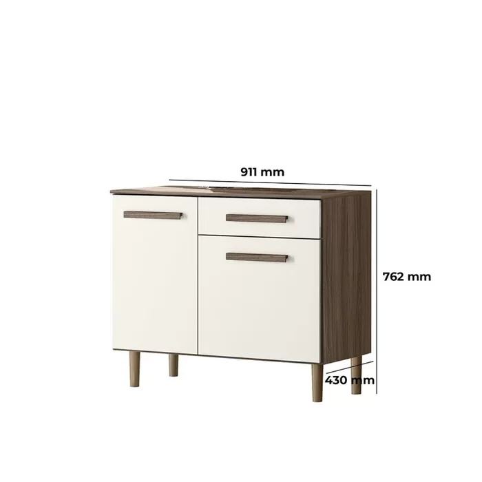 Armario de Cozinha Completa com Balcão Lemon com 10 Portas e 1 Gaveta