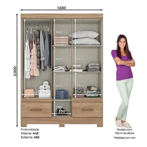 Guarda-Roupa/Roupeiro Briz B60 Com 5 Portas e 2 Gavetas