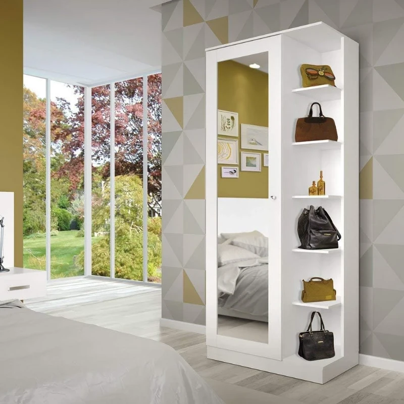 Sapateira 1 Porta com Espelho 6 Prateleiras D182 Dueto Henn