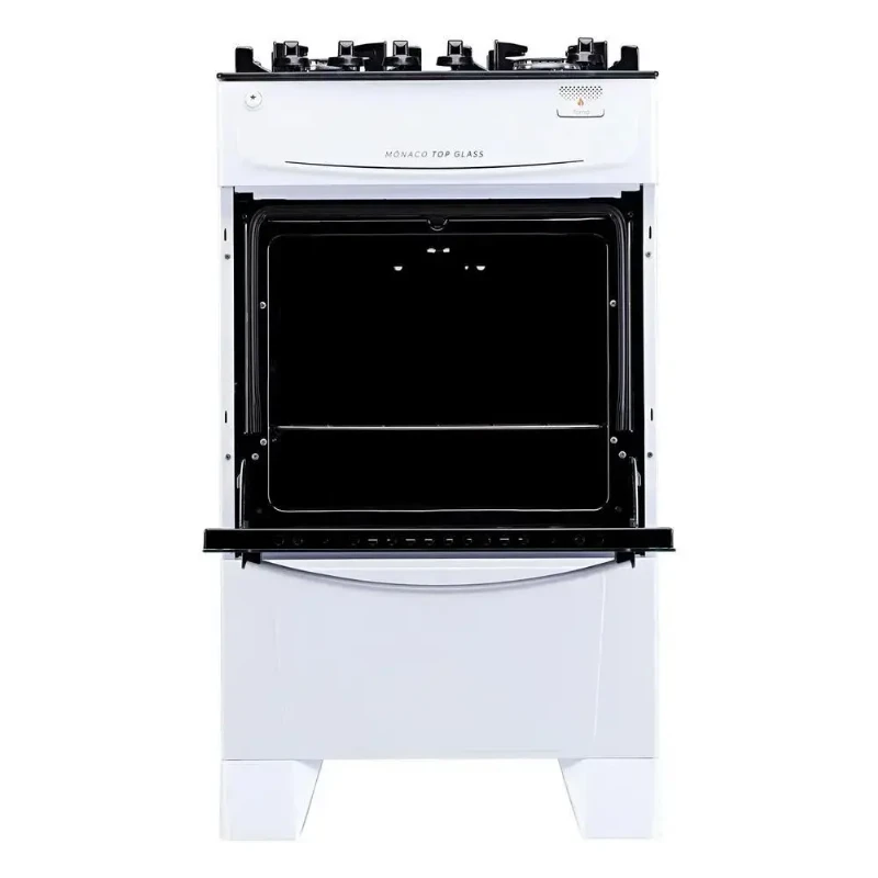 Fogão 4 Bocas Atlas Mônaco Top Glass Branco com Mesa de Vidro