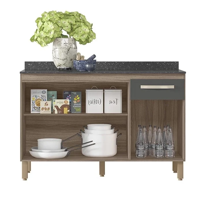 Balcão Fit 120 Para Cozinha 3 Portas e 1 Gaveta - Nicioli