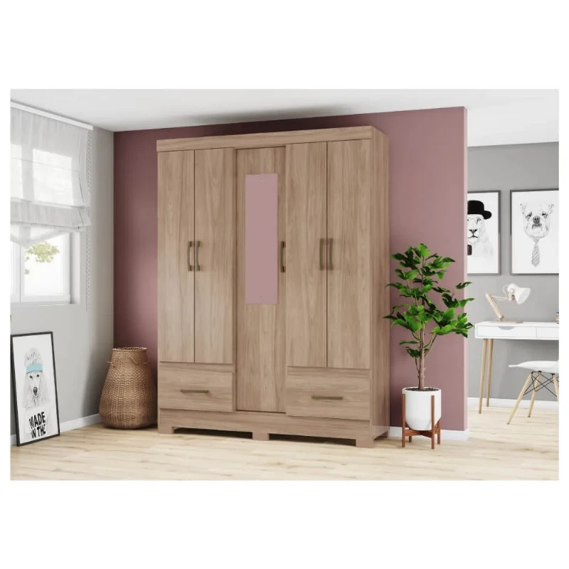 Guarda-Roupa/Roupeiro Briz B60 Com 5 Portas e 2 Gavetas