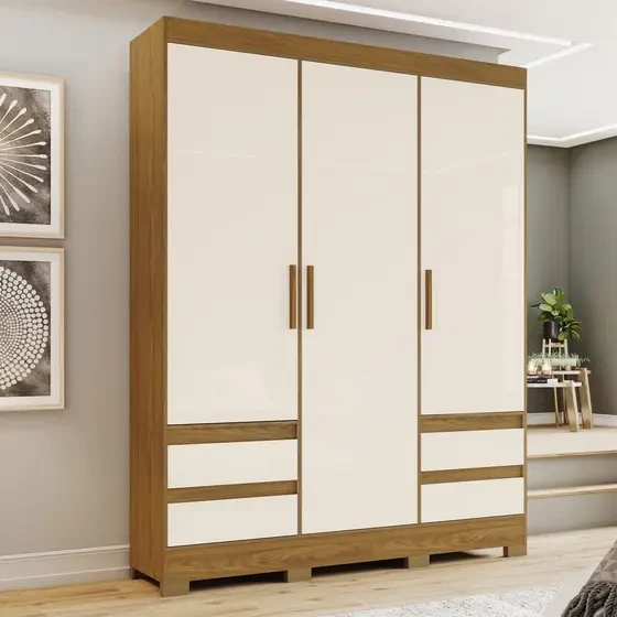 Guarda Roupa/Roupeiro 3 Portas 4 Gavetas B55 Briz