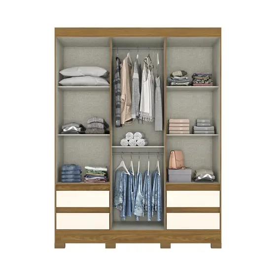 Guarda Roupa/Roupeiro 3 Portas 4 Gavetas B55 Briz
