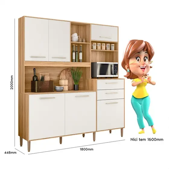 Kit de Cozinha Salsa 6 Portas 2 Gavetas - Nicioli