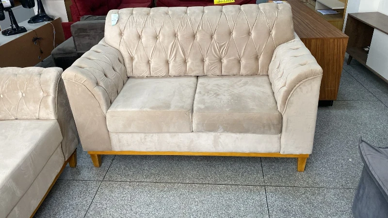 Sofá Atenas 2x3 Lugares Castor Veludo